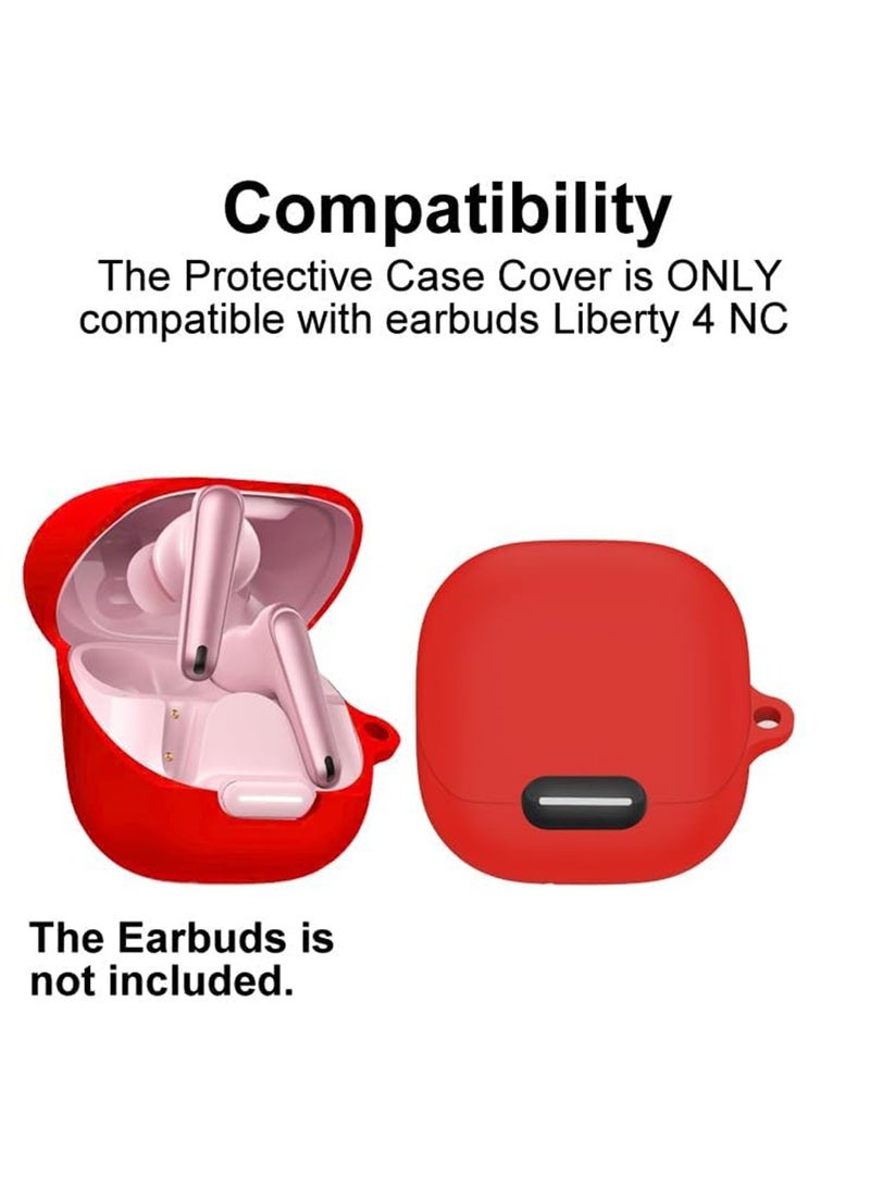 Compatible with Anker Soundcore Liberty 4 NC Case Cover Soft Silicone Shockproof Protective Case Skin for Wireless Earbuds (Red) - Image 2