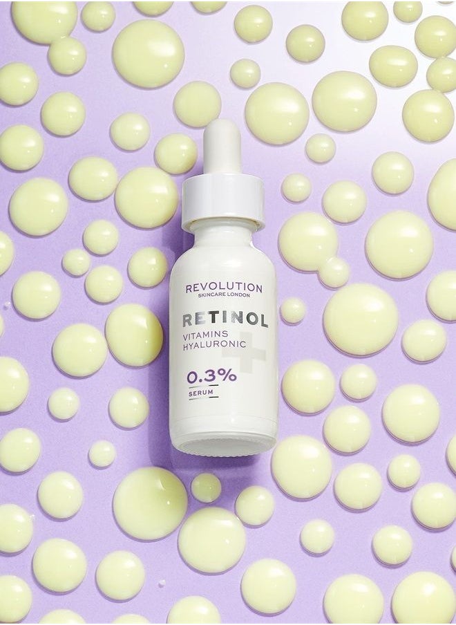 Makeup Revolution - Revolution Skincare 0.3% Retinol Serum with Vitamins & Hyaluronic Acid Serum, Hydrates & Evens Skin Tone, Vegan & Cruelty-Free, 1.01fl.oz/30ml - Image 1