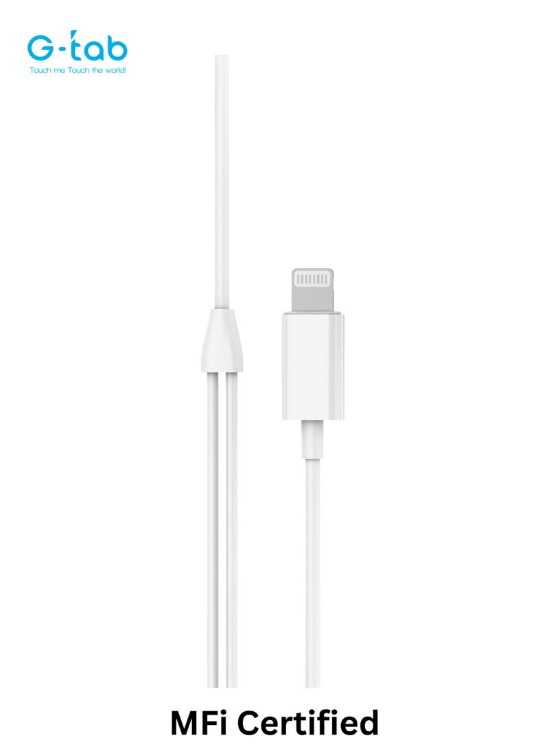G-Tab GEL01, High Quality Audio, MFI Certified, Wake Up SIRI, 1.2 M Long, Microphone & Volume Control, Lightning Connector Stereo Wired Earphone for iPhone/iPod/iPad - Image 2
