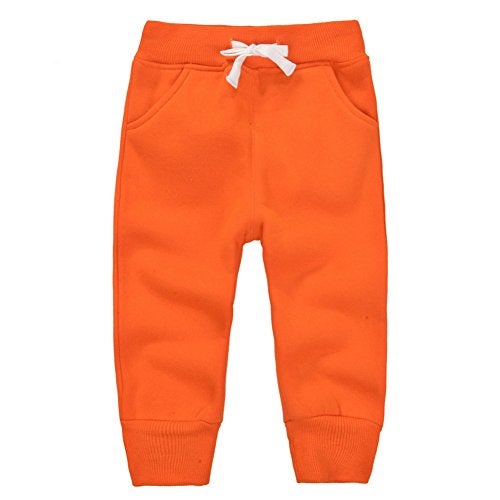 CuteOn Unisex Toddler Jogger Pants Kids Cotton Elastic Waist Winter Baby Sweatpants Pants 2Years Orange - Image 1
