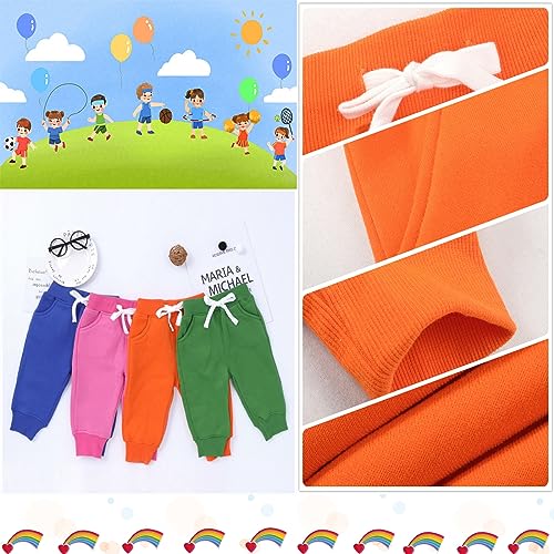 CuteOn Unisex Toddler Jogger Pants Kids Cotton Elastic Waist Winter Baby Sweatpants Pants 2Years Orange - Image 4