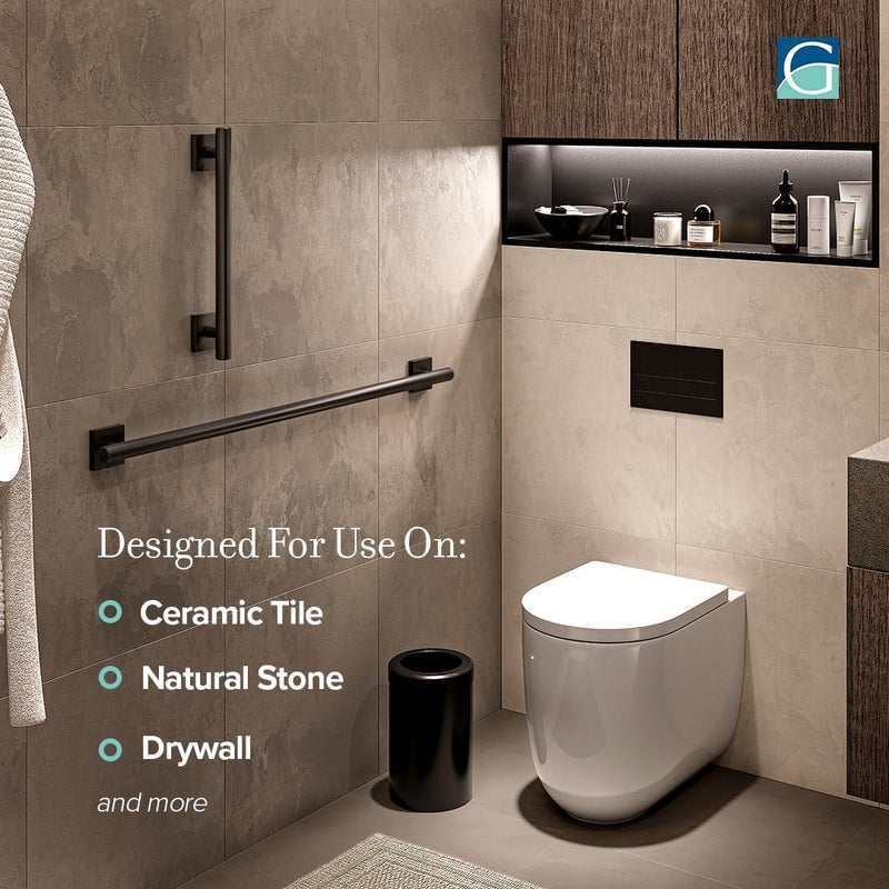 Gatco 942MX Elevate 18 L Grab Bar Matte BlackADA Compliant Stainless Steel Safety Grab Bar for Bathroom - Image 5