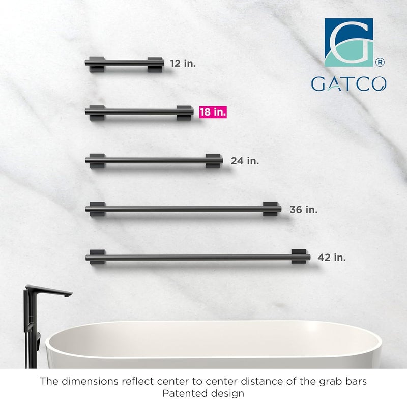Gatco 942MX Elevate 18 L Grab Bar Matte BlackADA Compliant Stainless Steel Safety Grab Bar for Bathroom - Image 3