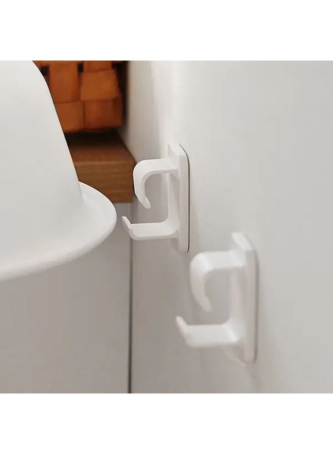 White Wall Mounted Washbasin Hooks 2pcs Adjustable Height Bathroom Kitchen Organizer - Image 5