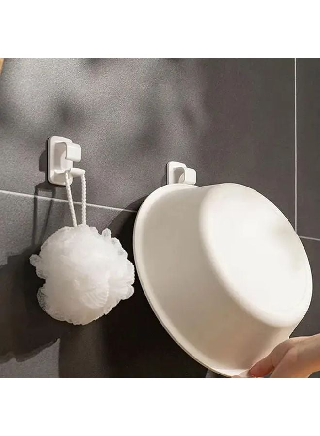 White Wall Mounted Washbasin Hooks 2pcs Adjustable Height Bathroom Kitchen Organizer - Image 2