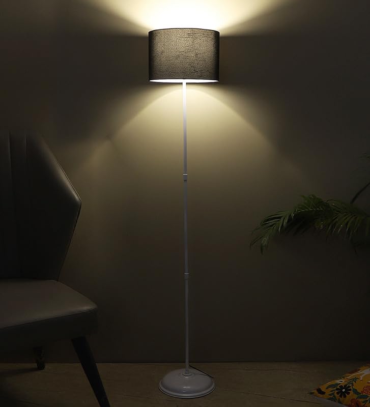 tu casa Metal Floor Lamp (Foldable) - Standing Lamp for Living Room & Bedroom, Elegant Home Decor Item, (Black Shade) - Image 1
