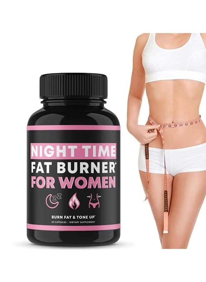 Night Fat Burner for Women, Weight Loss Capsules, Burn Fat and Tone Up, Dietary Supplement 60 Capsules  - Image 2