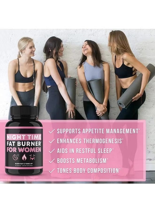 Night Fat Burner for Women, Weight Loss Capsules, Burn Fat and Tone Up, Dietary Supplement 60 Capsules  - Image 4