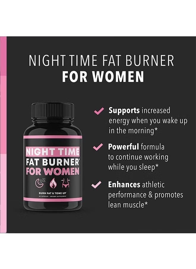 Night Fat Burner for Women, Weight Loss Capsules, Burn Fat and Tone Up, Dietary Supplement 60 Capsules  - Image 5