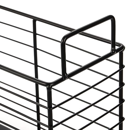 Noamus Metal Magazine Rack, Newspaper Book Tablet Storage Basket, File Holder Mail Organizer Bin with Handles, Iron Wire Black Folder Stand Holder for Home Office Bathroom Bedroom Den Living Room - Image 5