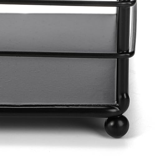 Noamus Metal Magazine Rack, Newspaper Book Tablet Storage Basket, File Holder Mail Organizer Bin with Handles, Iron Wire Black Folder Stand Holder for Home Office Bathroom Bedroom Den Living Room - Image 4
