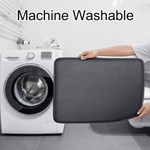 FEELSO Memory Foam Bath Mat Set, 3 Piece Bathroom Rugs Non Slip and Absorbent Mats, 20x31 Inches Floor Mat, 20x22 Inches U-Shaped Contour Rug and Toilet Lid Cover for Tub Shower & Bath Room, Gray - Image 5