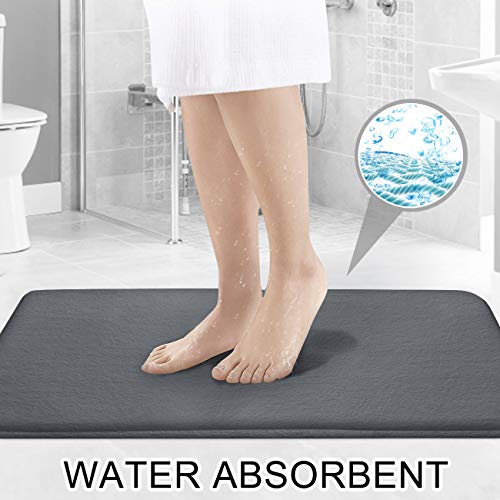 FEELSO Memory Foam Bath Mat Set, 3 Piece Bathroom Rugs Non Slip and Absorbent Mats, 20x31 Inches Floor Mat, 20x22 Inches U-Shaped Contour Rug and Toilet Lid Cover for Tub Shower & Bath Room, Gray - Image 3