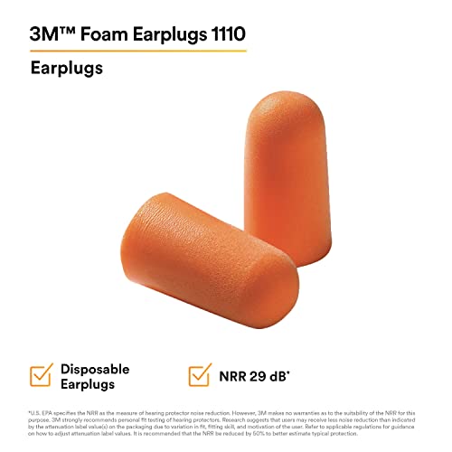 3M 1100 Ear Plug Un-Corded, Extra Soft, Reusable Earbuds Noise Cancellation, Soundproof Earplug Use For Underwater, Meditation, Study, Flight Travel, Sleeping, Sound Block Up To 29 Db (Pack of 10) - Image 2