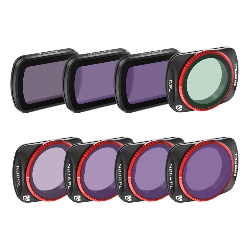 FreeWell مجموعة فلاتر Freewell 8Pack ND/PL، ND، CPL لجهاز Osmo Pocket 3: تركيب سهل، ألوان زاهية، توافق مع الجيمبال - Image 1