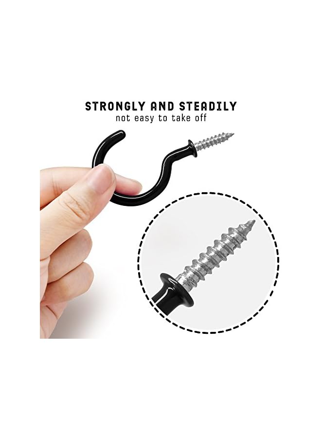 PROMASS promass 20 Pack Cup Hook Ceiling Hooks, 2.9 Inches Vinyl Coated Screw-in Hanger for Indoor and Outdoor Use - Black  - Image 5