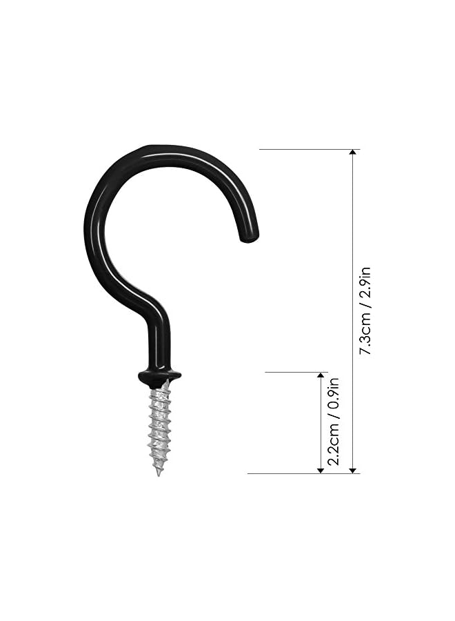 PROMASS promass 20 Pack Cup Hook Ceiling Hooks, 2.9 Inches Vinyl Coated Screw-in Hanger for Indoor and Outdoor Use - Black  - Image 4