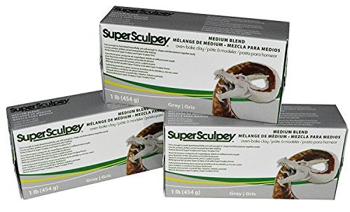 Polyform Sculpey Super Sculpturing Compound Medium Blend Gray Clay Pack of 3 - Image 1