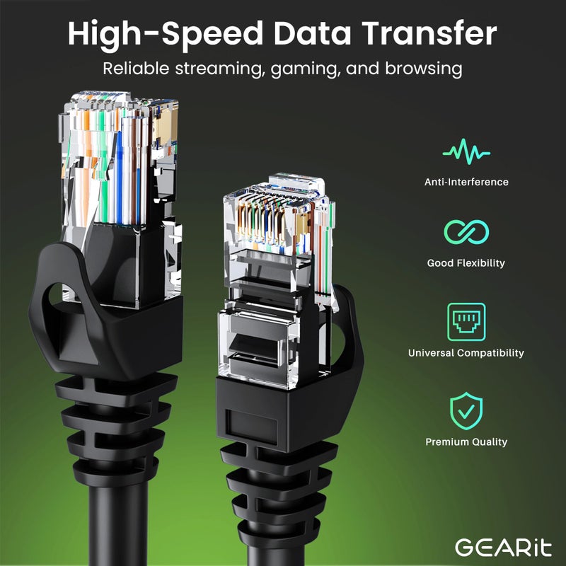 GEARit 10-Pack Cat6 Patch Cable 0.5 Foot / 6 Inches Cat 6 Ethernet Cable Snagless Flexible Soft Tab - Premium Series - Black - Image 3
