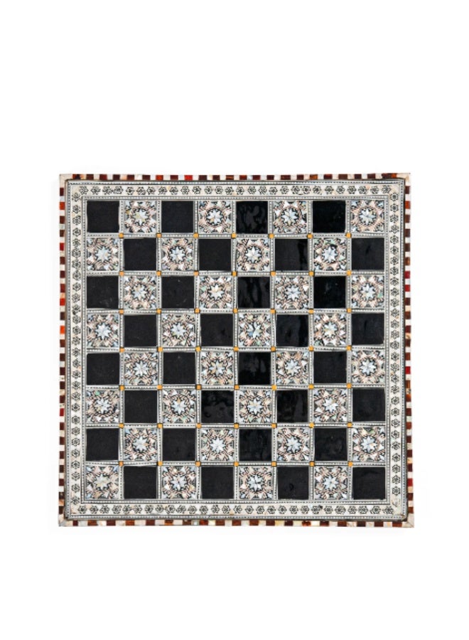 Handmade Full Wooden Chess Set with Hand-Carved Pieces Inlaid with Natural & Australian Mother of Pearl, Multicolor - Size 40x40 cm - Image 5