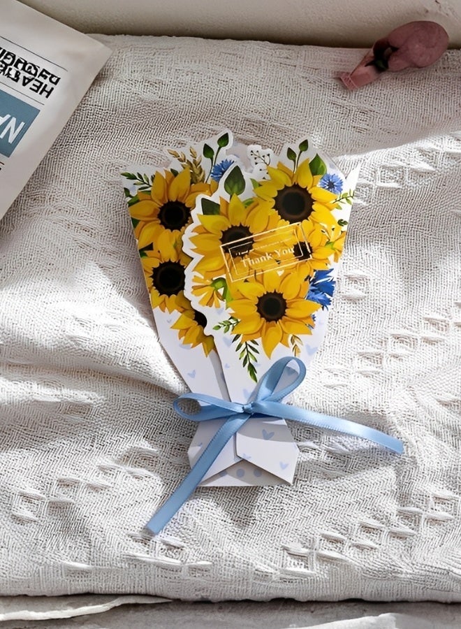 4 قطع بطاقات تهنئة بطاقة تهنئة ثلاثية الأبعاد على شكل باقة زهور لهدية عيد الميلاد هدية عيد الأم هدية زفاف عيد الفطر بطاقة هدايا متينة وصلبة من الورق المقوى - Image 5