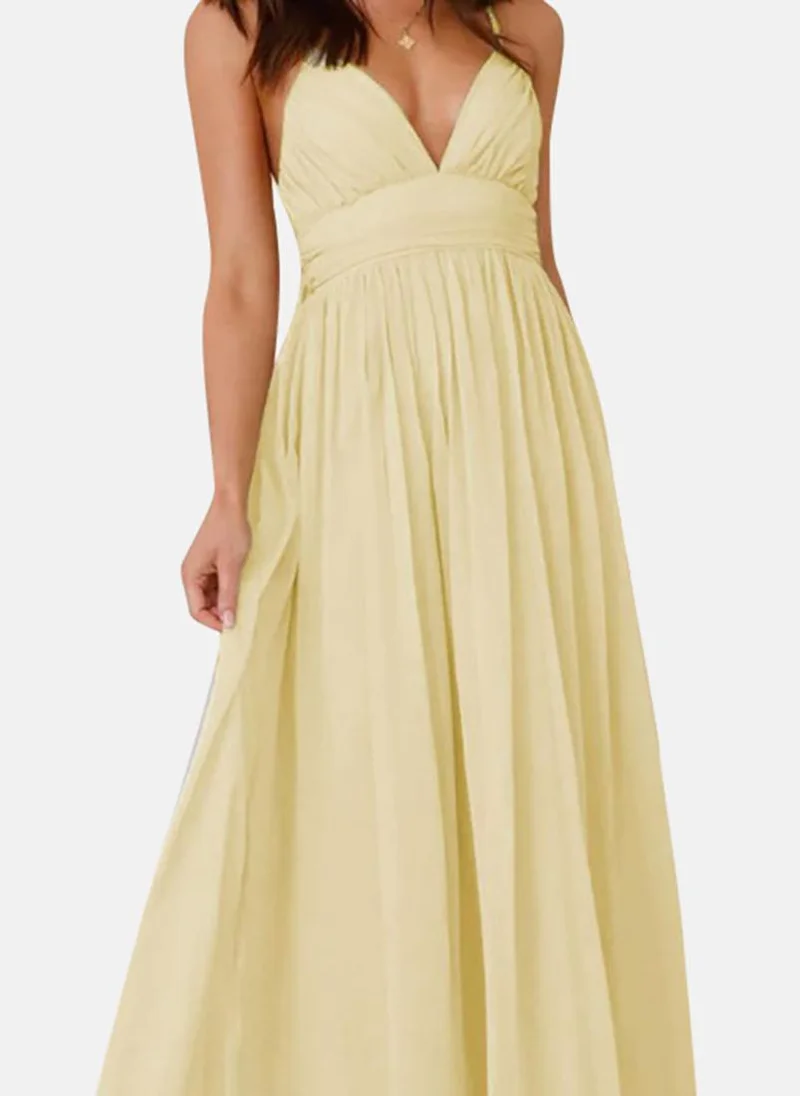 YUNIQEE Yellow Solid Fit & Flare Maxi Dress
