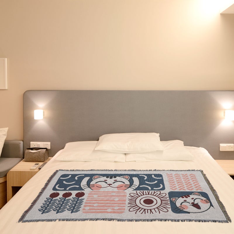 Multi-function Throw Blanket Delicate Bohemian Style Double-side Design Sofa Blanket - Image 1