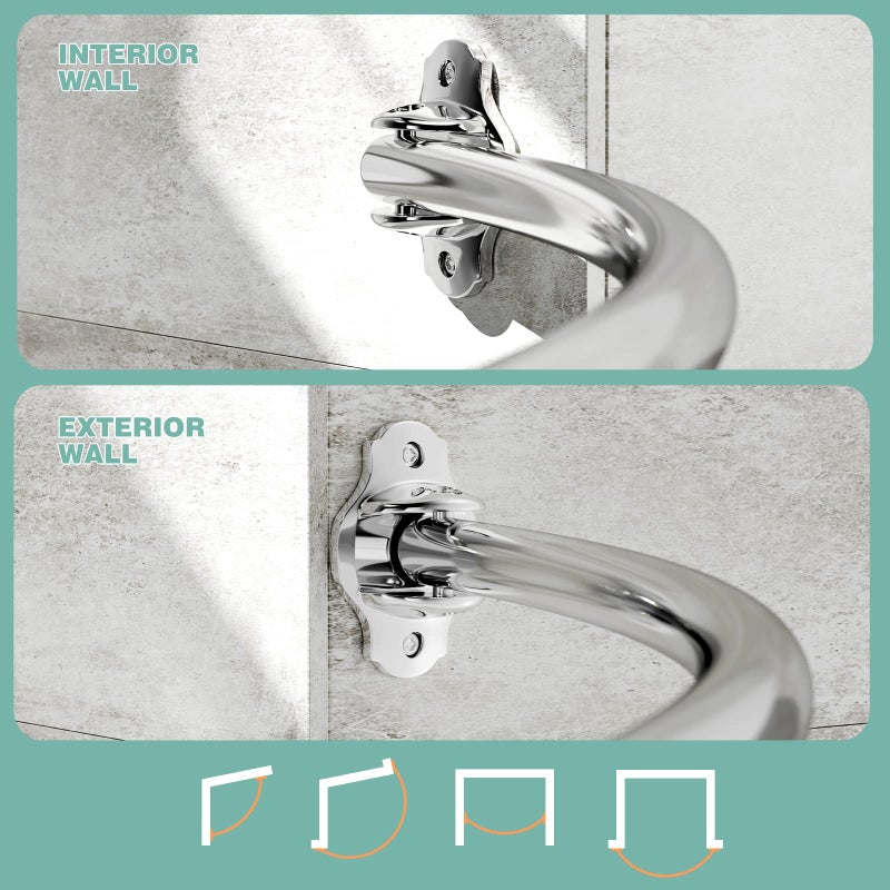 Mcrbeay Curved Shower Curtain Rod, Adjustable 35-65 inches Extra Wide Curved Shower Rods for Bathroom, Rust proof Shower Rod, Premium Stainless Steel Curved Curtain Rod for Shower, Bathtub, Silver - Image 5