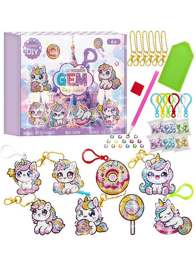 5D الرسم الماس ملصق مجموعة مع نقاط الماس الفن والحرف المناسبة للأطفال الذين تتراوح أعمارهم بين 6-8 و 8-12 ، للأطفال كرتون مصنوعة يدويا ديي الماس رسم سلسلة المفاتيح ، نقطة الأطفال الماس سلسلة المفاتيح (مجموعة يونيكورن) مجموعة يونيكورن - Image 1