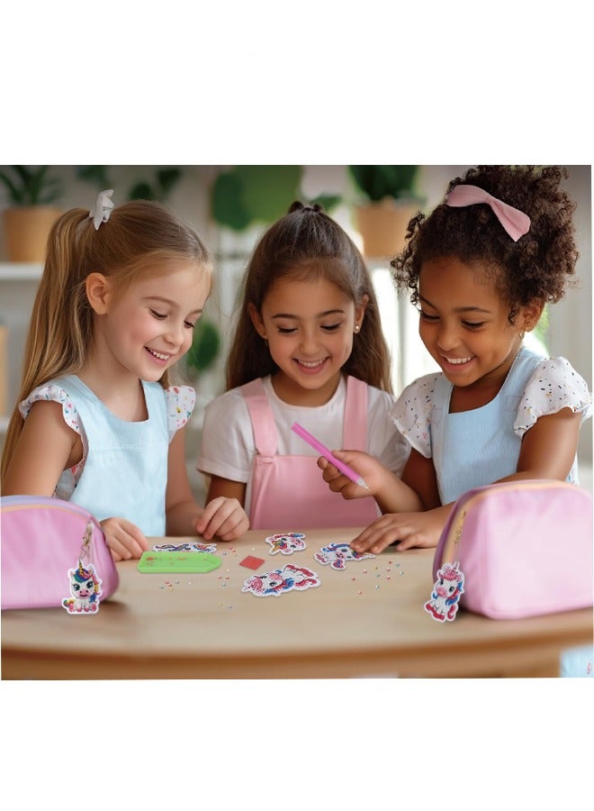 5D الرسم الماس ملصق مجموعة مع نقاط الماس الفن والحرف المناسبة للأطفال الذين تتراوح أعمارهم بين 6-8 و 8-12 ، للأطفال كرتون مصنوعة يدويا ديي الماس رسم سلسلة المفاتيح ، نقطة الأطفال الماس سلسلة المفاتيح (مجموعة يونيكورن) مجموعة يونيكورن - Image 3