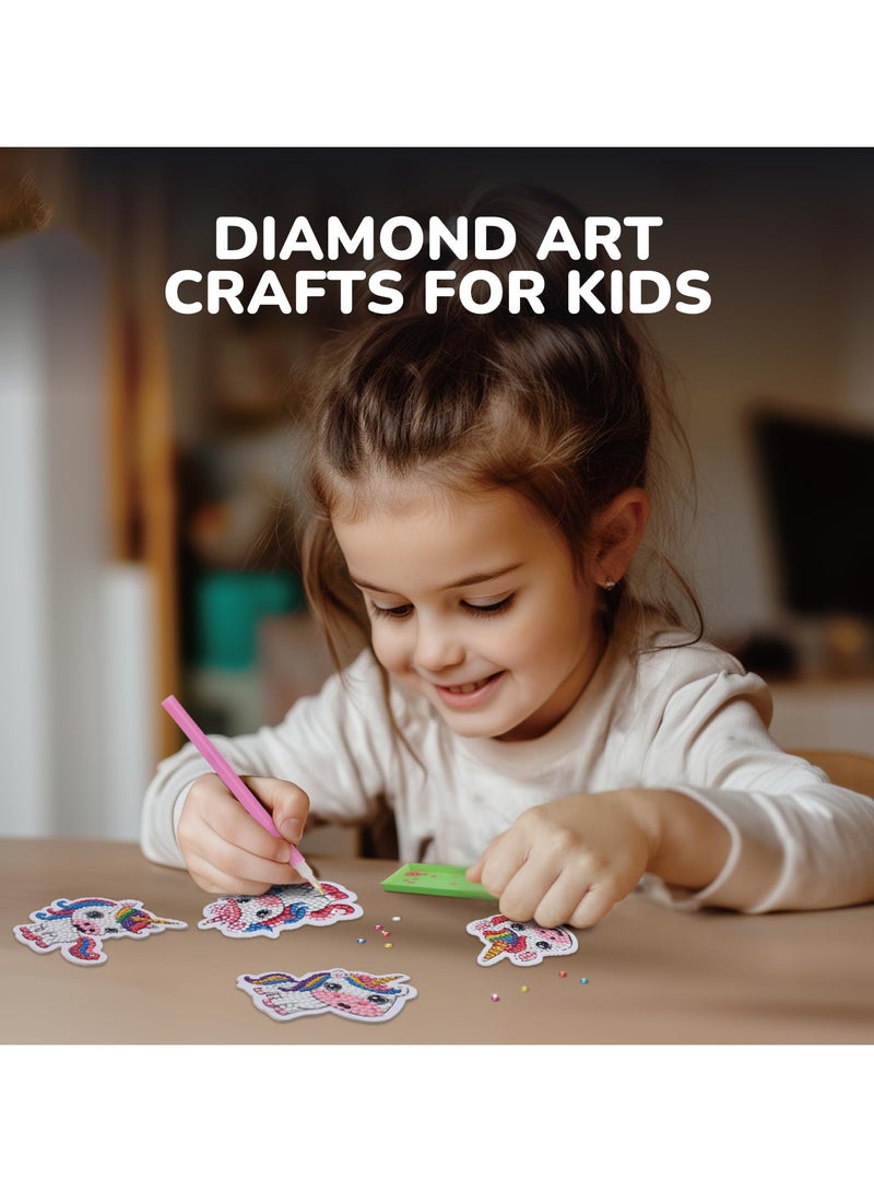 5D الرسم الماس ملصق مجموعة مع نقاط الماس الفن والحرف المناسبة للأطفال الذين تتراوح أعمارهم بين 6-8 و 8-12 ، للأطفال كرتون مصنوعة يدويا ديي الماس رسم سلسلة المفاتيح ، نقطة الأطفال الماس سلسلة المفاتيح (مجموعة يونيكورن) مجموعة يونيكورن - Image 2