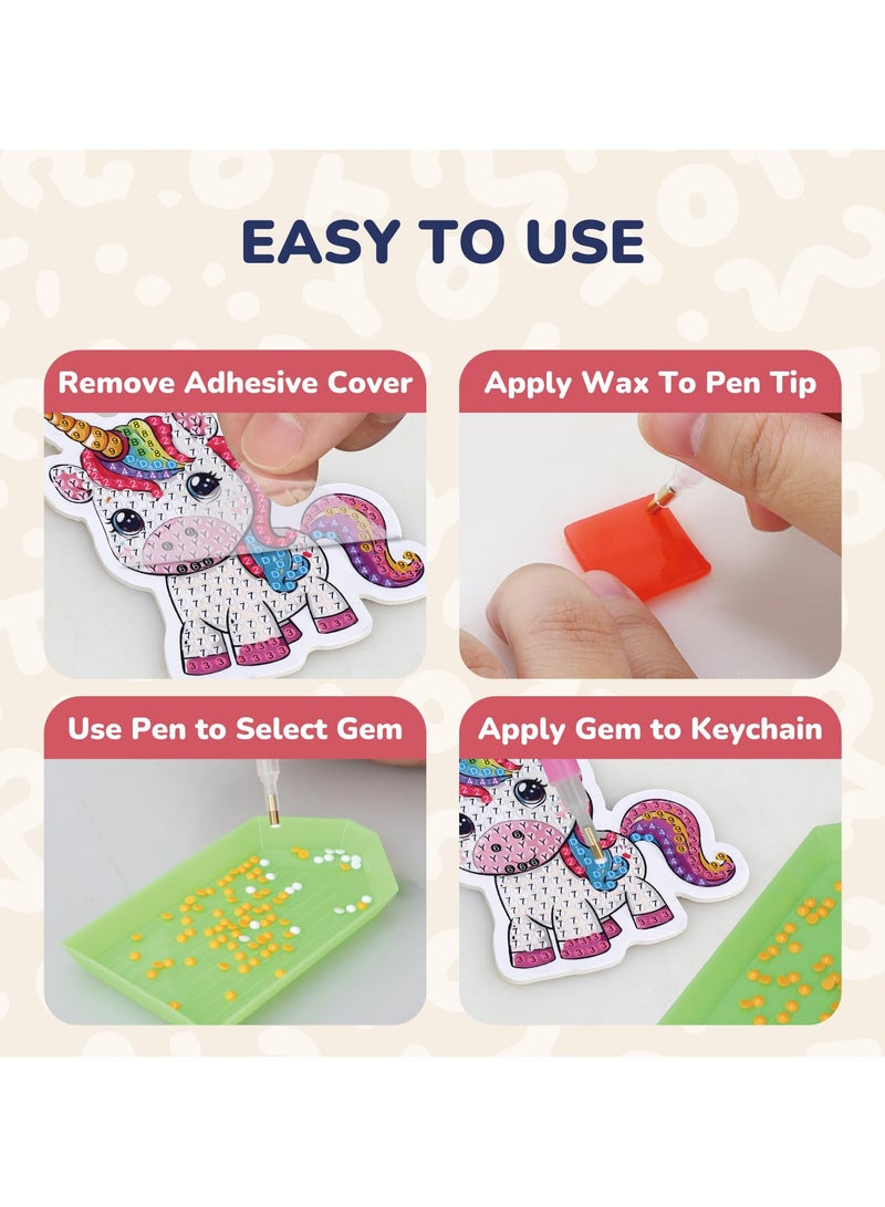 5D الرسم الماس ملصق مجموعة مع نقاط الماس الفن والحرف المناسبة للأطفال الذين تتراوح أعمارهم بين 6-8 و 8-12 ، للأطفال كرتون مصنوعة يدويا ديي الماس رسم سلسلة المفاتيح ، نقطة الأطفال الماس سلسلة المفاتيح (مجموعة يونيكورن) مجموعة يونيكورن - Image 5