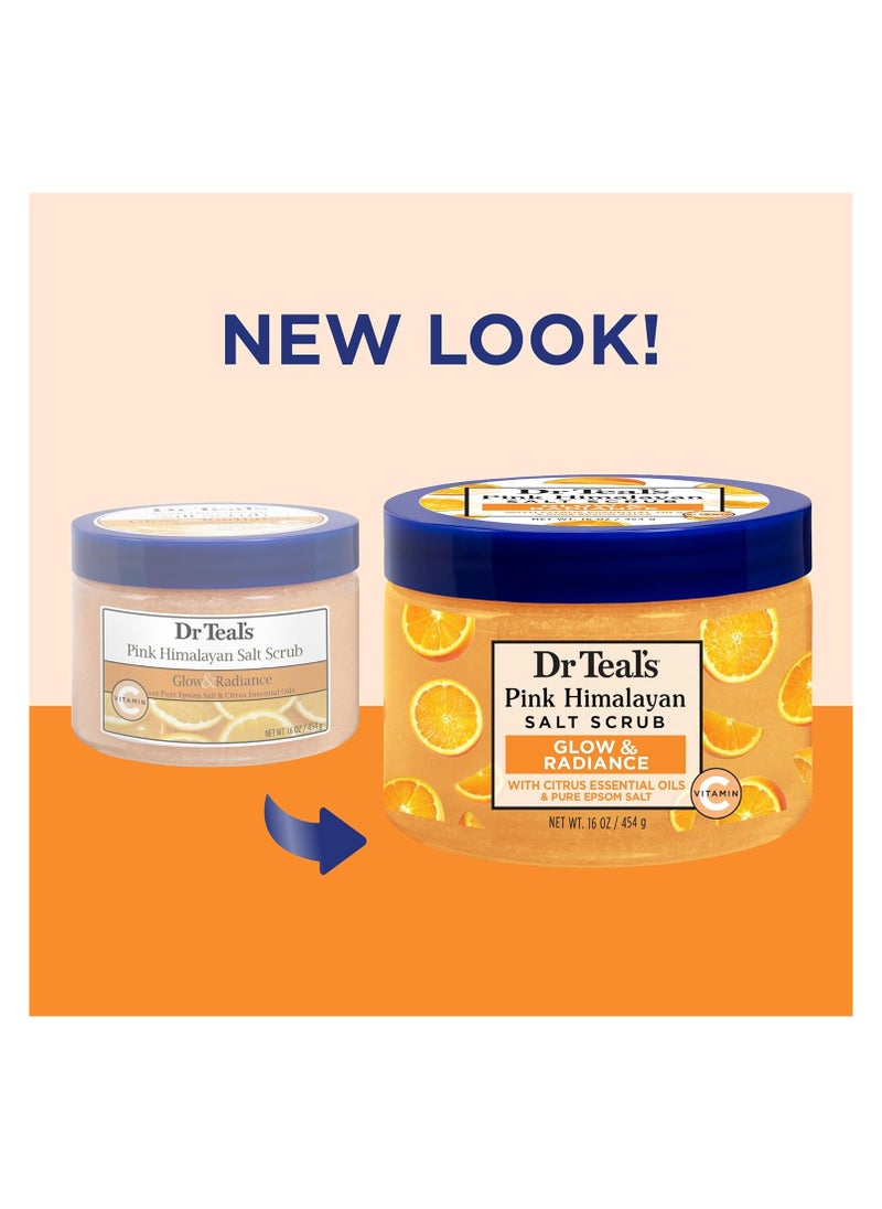 Dr Teal's Pink Himalayan Sea Salt Scrub,Glow and Radiance with Pure Epsom Salt & Citrus Essential Oils,454g  - Image 2