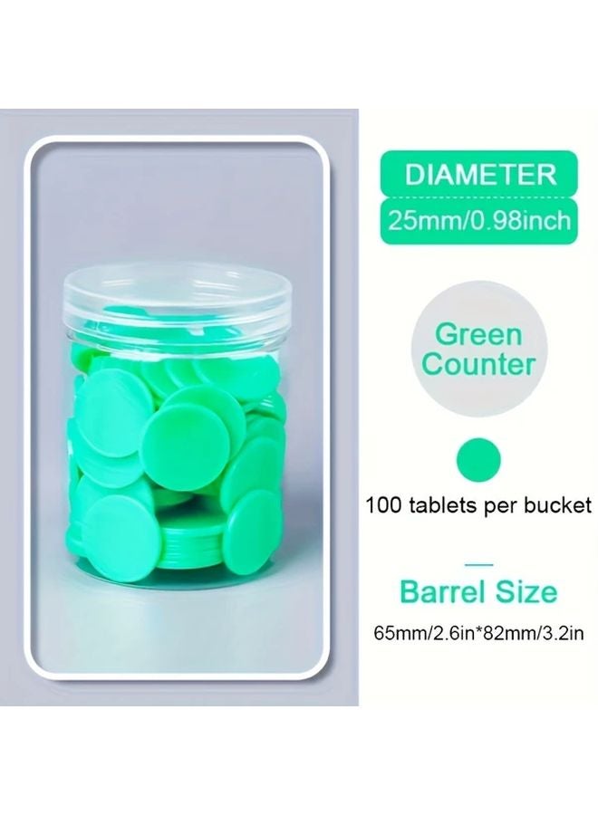 100 قطعة من رقائق العد البلاستيكية الخضراء، وسائل تعليمية للرياضيات للتعلم التفاعلي - Image 1