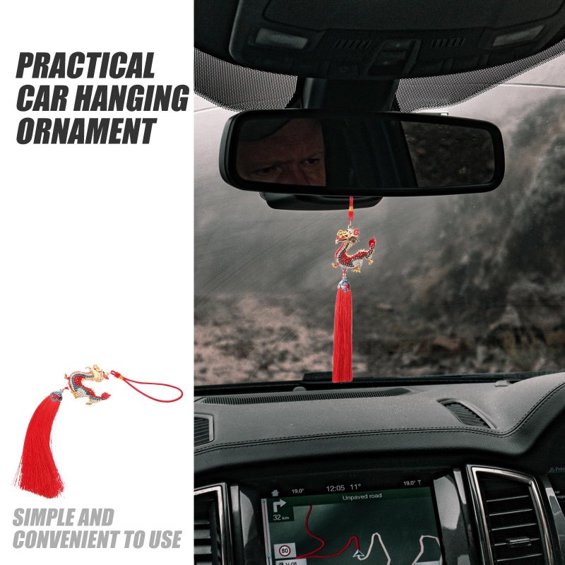 Dragon Car Charm Hanging Ornament Mirror Accessory Zodiac Animal Key Chain Pendant For Car Handbag 2024 Red - Image 5