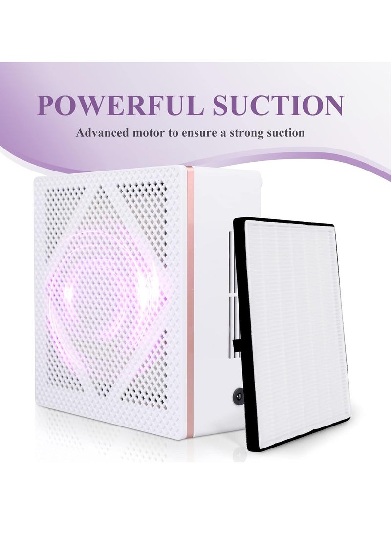 SYOSI Nail Dust Collector, Super Quiet Dust Collector Machine Reusable Filter and Powerful 60W Nail Vacuum Cleaner Fan, Electric Manicure Tool for Acrylic Nails Builder Extension Hard Nails  - Image 4