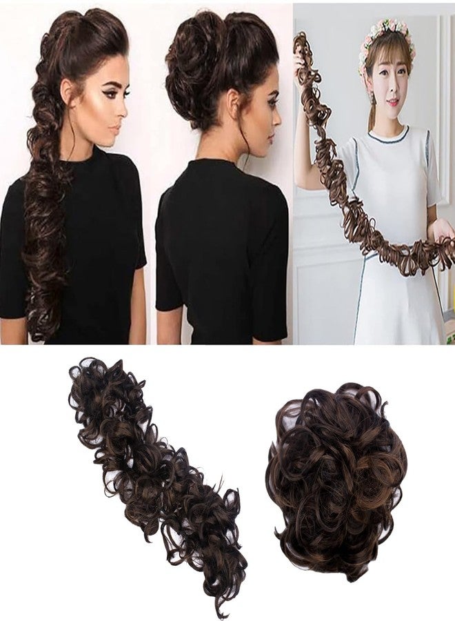 EKAN Frill Hair Extension Synthetic Hairs for Ponytail For Girls and Women Hair Accessories Pack Of 1(Dark Brown) - Image 3