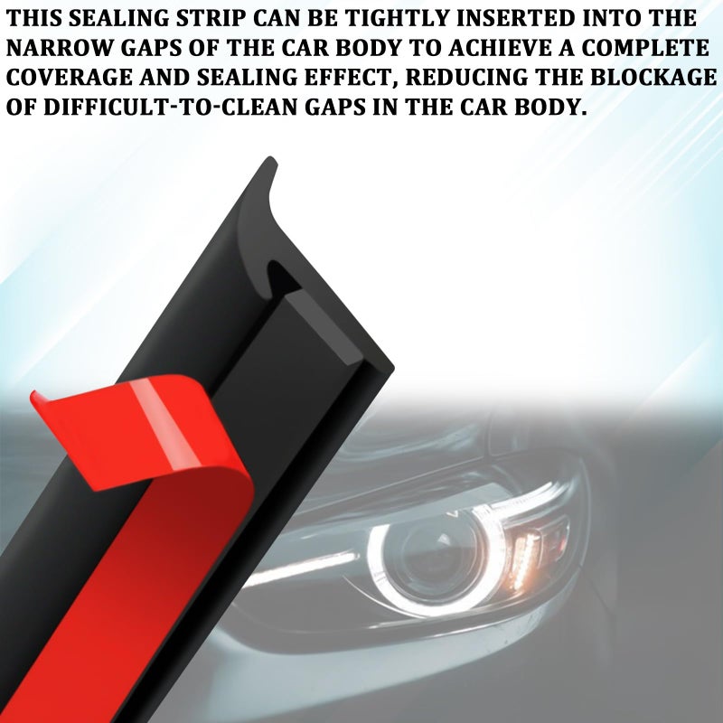 HHZL Rubber Edge Trim T Molding Seal Strip Car Windshield Edge Weather Stripping 16.4FT/5M Rubber T-Type Seal Strip for Headlight Sealant/Fender/Wheel Eyebrow Trim Self Adhesive Weatherstrip(8mm) - Image 3