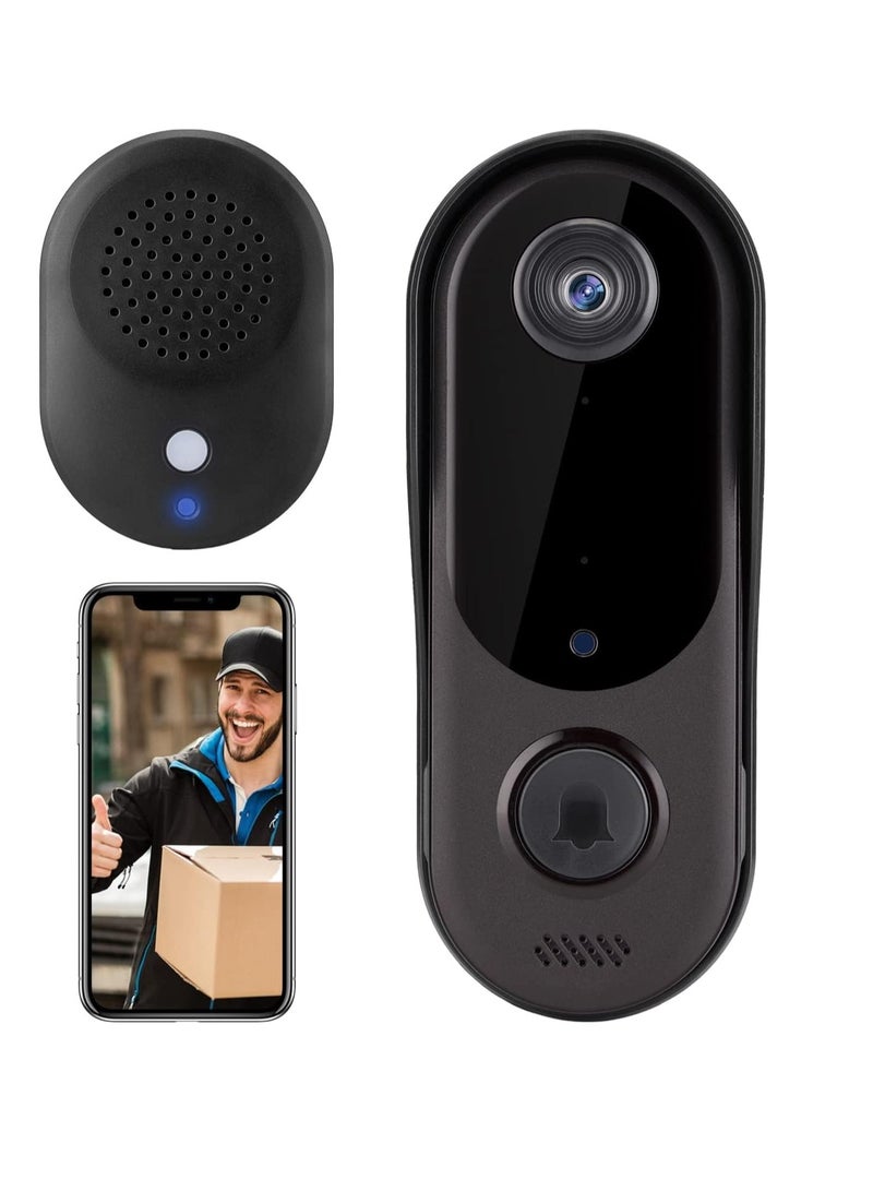 Zikra Smart WiFi Remote Video Doorbell, Intelligent Visual Doorbell Home Intercom HD Wireless Rechargeable Security Door Doorbell, Can Two-Way Calls, Photo, with Indoor Unit - Image 1