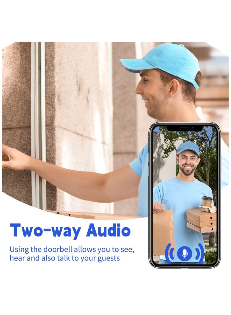 Zikra Smart WiFi Remote Video Doorbell, Intelligent Visual Doorbell Home Intercom HD Wireless Rechargeable Security Door Doorbell, Can Two-Way Calls, Photo, with Indoor Unit - Image 2