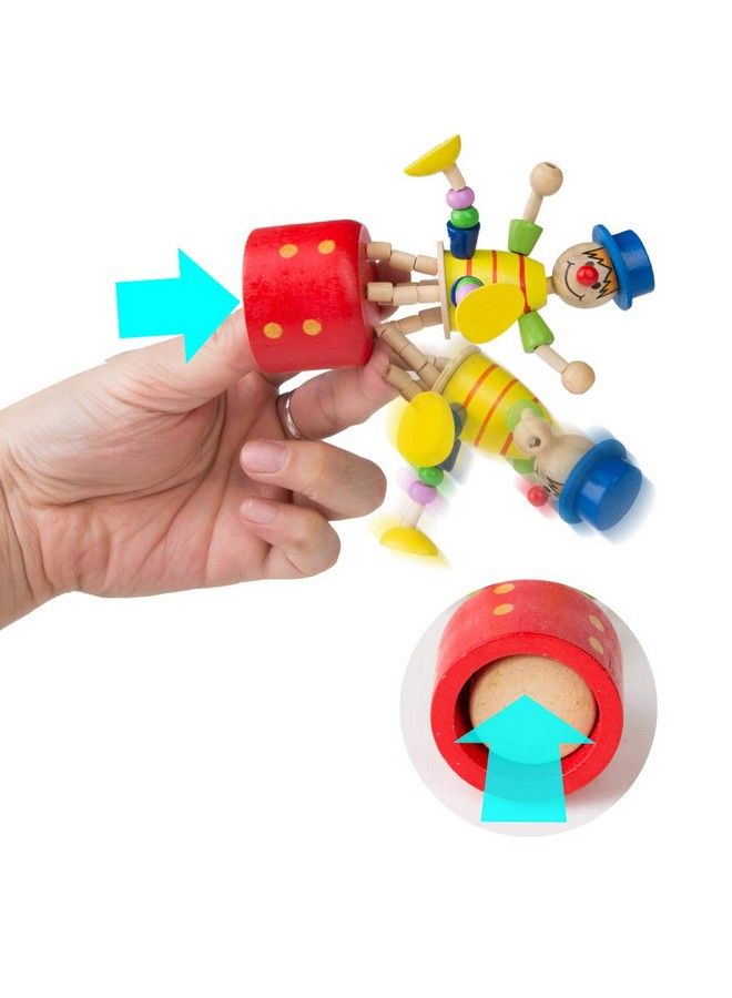 PROLOSO Push Puppet Finger Puppets Thumb Press Base Joker Puppet Push Up Wooden Clown Toys 5 Pcs - Image 3