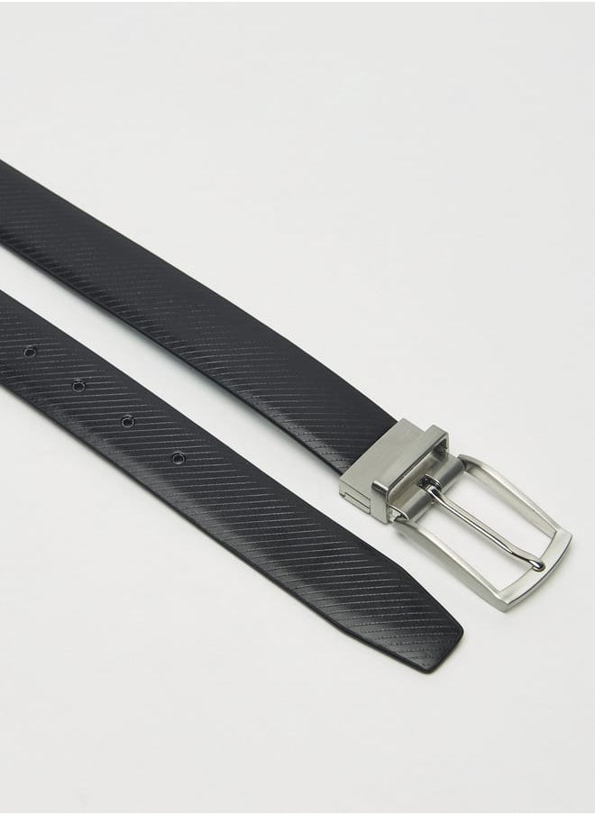 LBL by Shoexpress Men's Textured Reversible Belt with Pin Buckle Closure  - Image 4