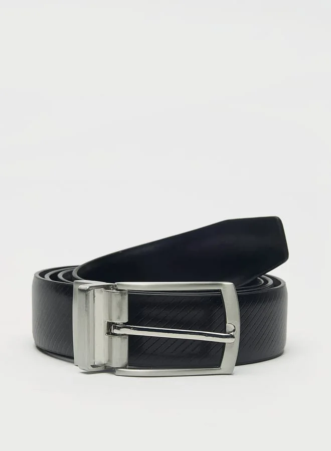LBL by Shoexpress Men's Textured Reversible Belt with Pin Buckle Closure