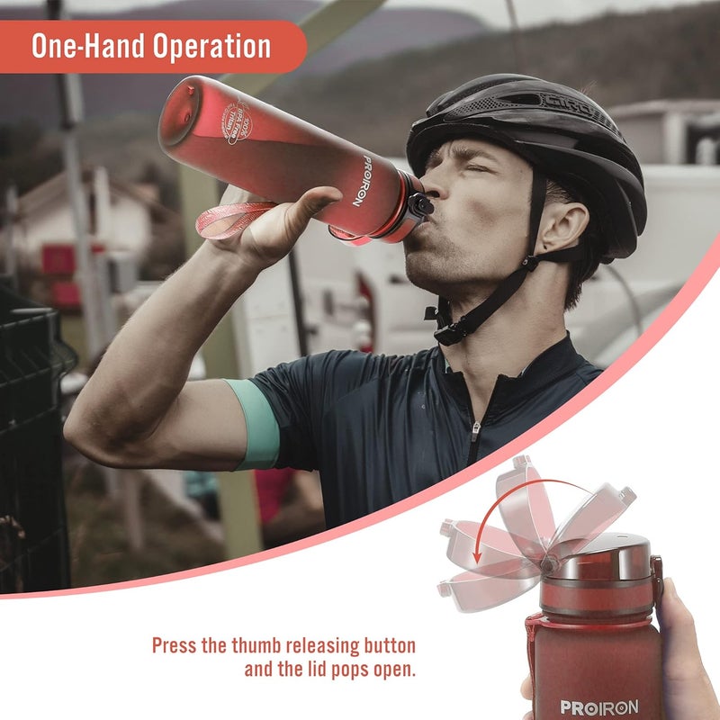 PROIRON Water Bottle 0.5L/1L Leak-Proof Drink Bottle BPA Free USA Tritan Material Gym Bottle with Protein Shaker, Flip Top Lid & Removable Strainer for Fitness Cycling, Gym Camping Outdoor Sports - Image 2