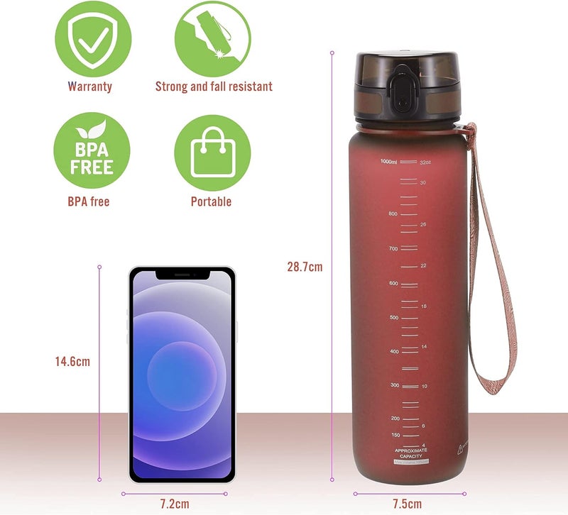 PROIRON Water Bottle 0.5L/1L Leak-Proof Drink Bottle BPA Free USA Tritan Material Gym Bottle with Protein Shaker, Flip Top Lid & Removable Strainer for Fitness Cycling, Gym Camping Outdoor Sports - Image 5
