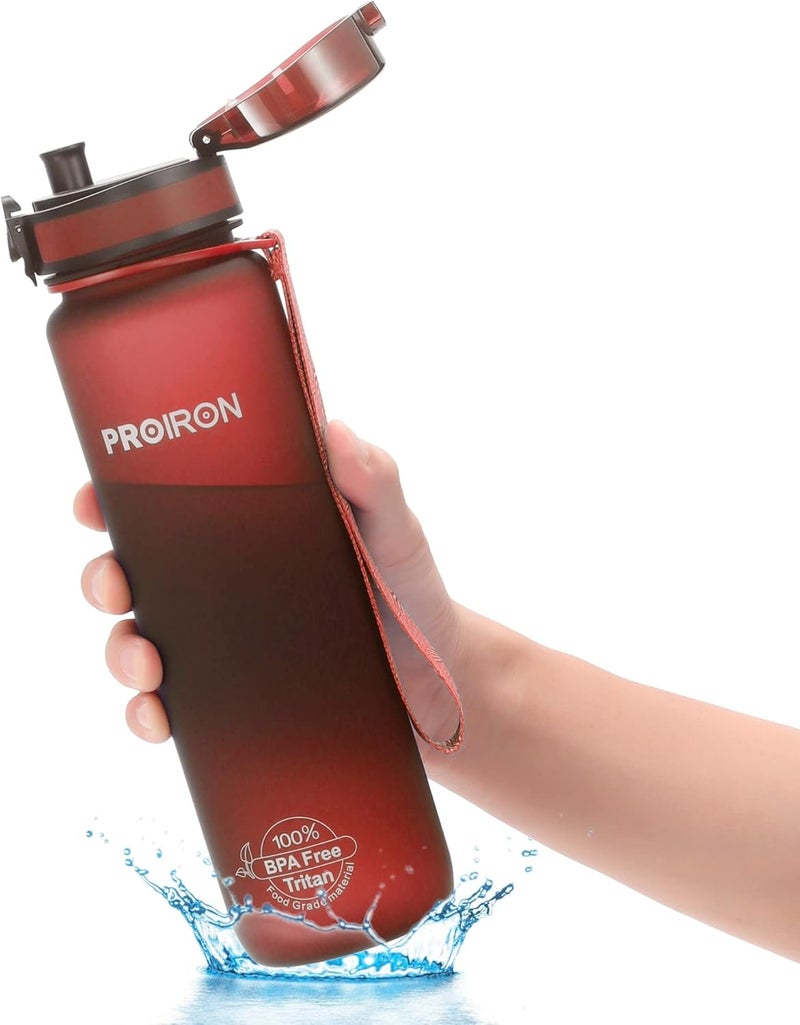 PROIRON Water Bottle 0.5L/1L Leak-Proof Drink Bottle BPA Free USA Tritan Material Gym Bottle with Protein Shaker, Flip Top Lid & Removable Strainer for Fitness Cycling, Gym Camping Outdoor Sports - Image 1