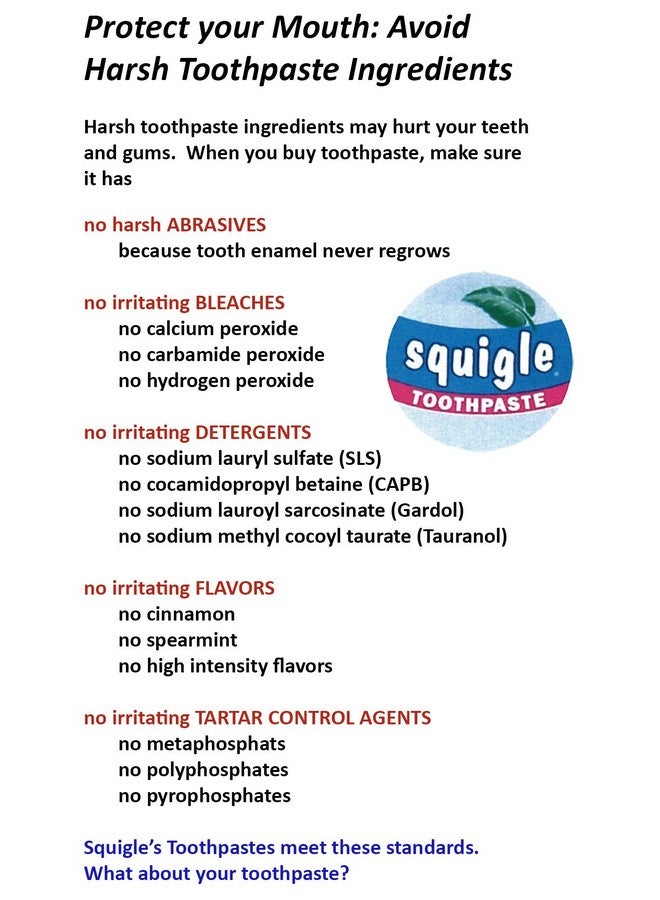 Squigle Enamel Saver Toothpaste, Canker Sore Treatment and Prevention, SLS Free Toothpaste, 36% Xylitol Toothpaste, Prevents Cavities, Perioral Dermatitis, Bad Breath, Chapped Lips, 4oz - 1 Pack - Image 4