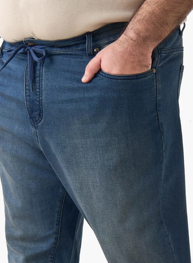 Maxim BLUE Maxim Plus Relaxed Fit Flexi Waist Jeans for Men | Best Price UAE