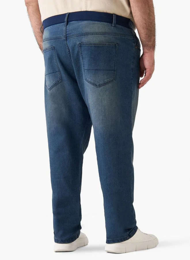 Maxim BLUE Maxim Plus Relaxed Fit Flexi Waist Jeans for Men | Best Price UAE