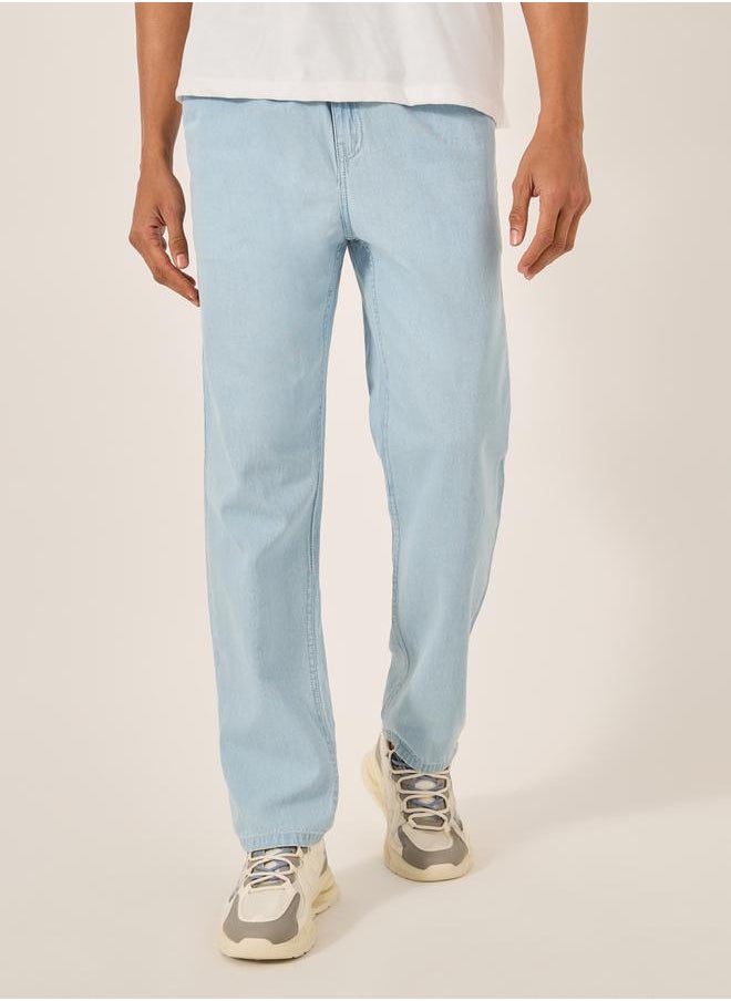 Styli Mid Rise Relaxed Fit Jeans with Drawstring  - Image 1